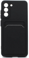 Чехол чёрный Samsung S21 FE с карманом для карт
