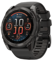 Умные часы Garmin fenix 8 47 мм, AMOLED, титан с DLC, сапфир, силиконовый ремешок цвета чёрный/«серая галька»