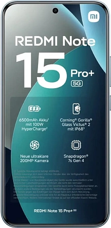 Смартфон Xiaomi Redmi Note 15 Pro+ (5G) 12/512 ГБ Голубой