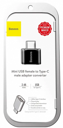 Переходник Baseus USB - Type C 2.4A Чёрный